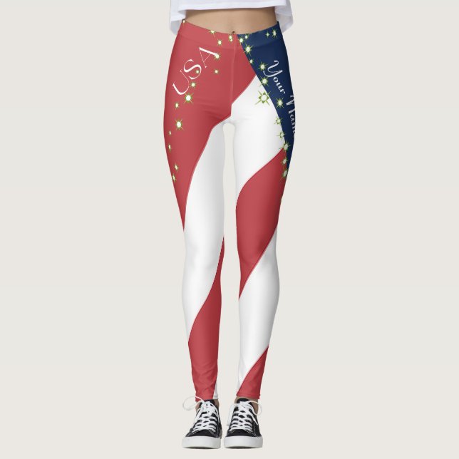 United State Of America Flag Leggings (Front)
