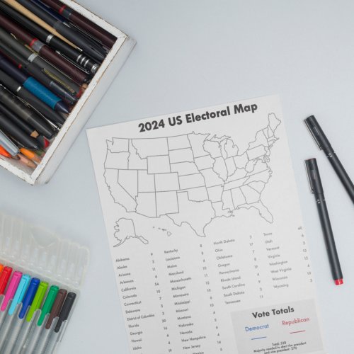United States 2024 Electoral College Map Homework Notepad