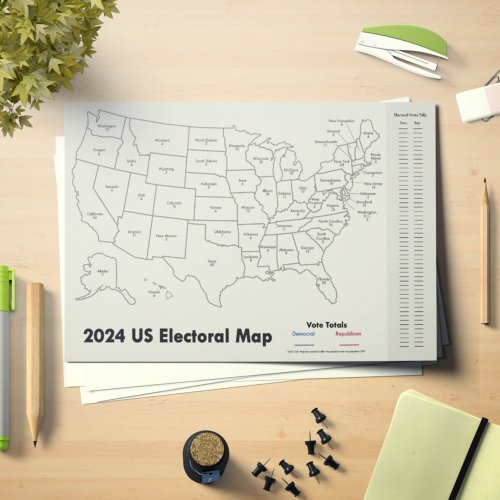United States 2024 Electoral College Map Homework Paper Pad