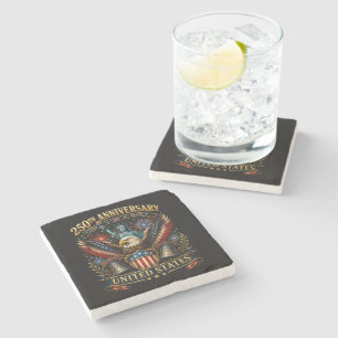 United States 250th Anniversary Patriotic Eagle Stone Coaster