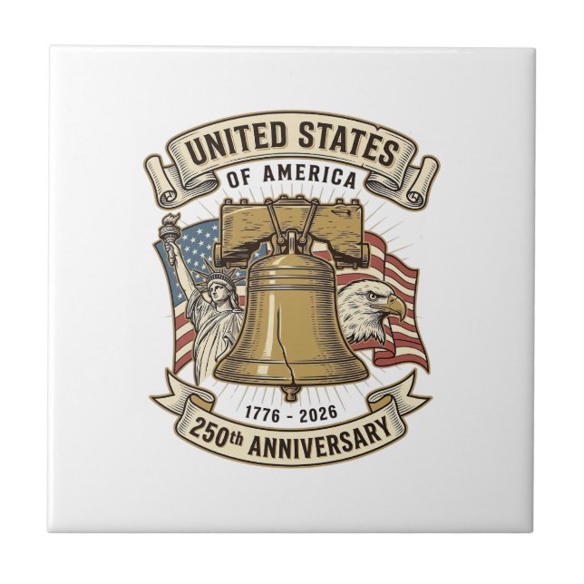 United States 250th Anniversary Patriotic Vector D Ceramic Tile (Front)