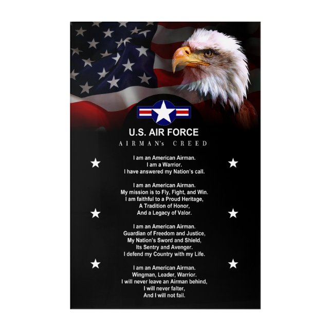 United States Air Force AIRMAN'S Creed Acrylic Print (Front)