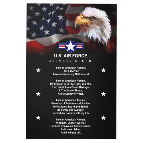 United States Air Force AIRMANS Creed Metal Print