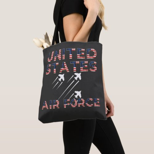 United States Air Force  American Flag typography Tote Bag
