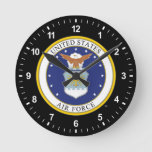 United States Air Force Emblem Round Clock at Zazzle
