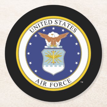 United States Air Force Emblem Round Paper Coaster by usairforce at Zazzle