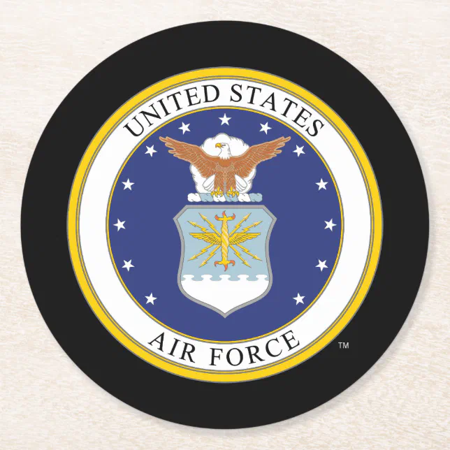 United States Air Force Emblem Round Paper Coaster | Zazzle