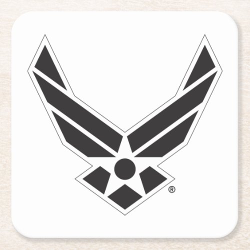 United States Air Force Logo _ Black Square Paper Coaster