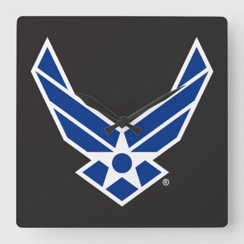 United States Air Force Logo _ Blue Square Wall Clock