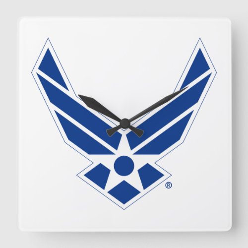 United States Air Force Logo _ Blue Square Wall Clock
