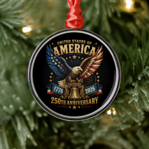 United States America 250th Anniversary Eagle Metal Ornament
