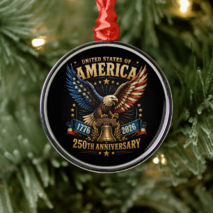 United States America 250th Anniversary Eagle Metal Ornament