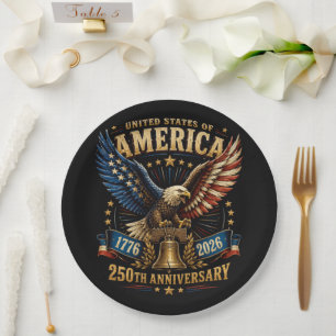 United States America 250th Anniversary Eagle Paper Plates