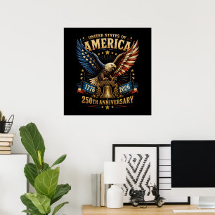 United States America 250th Anniversary Eagle Poster
