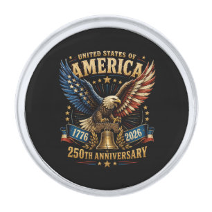 United States America 250th Anniversary Eagle Silver Finish Lapel Pin