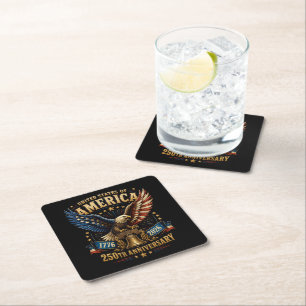 United States America 250th Anniversary Eagle Square Paper Coaster