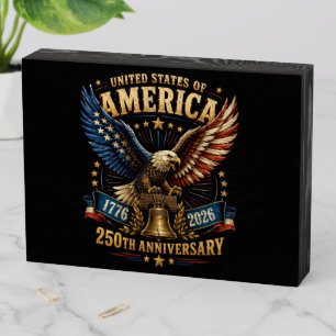 United States America 250th Anniversary Eagle Wooden Box Sign