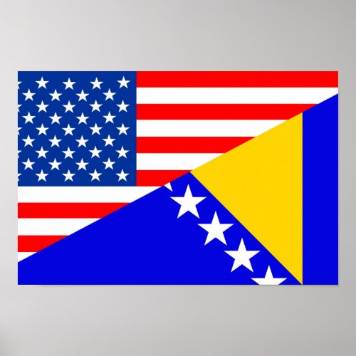 united states america bosnia herzegovina half flag poster