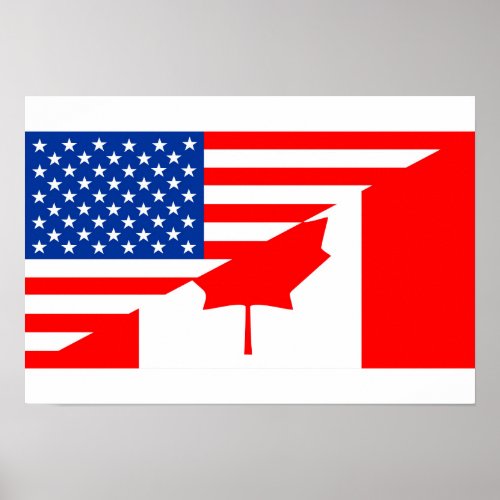 united states america canada half flag usa country poster