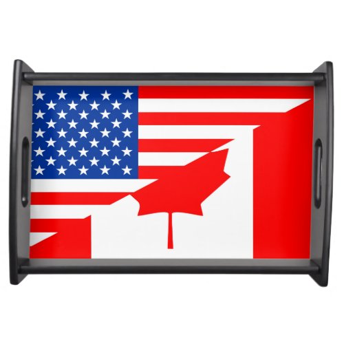united states america canada half flag usa country serving tray