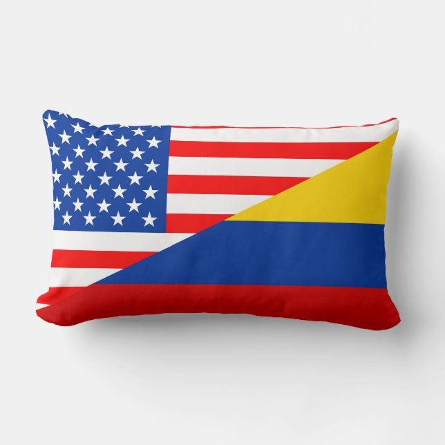 united states america colombia half flag usa count lumbar pillow (Front)