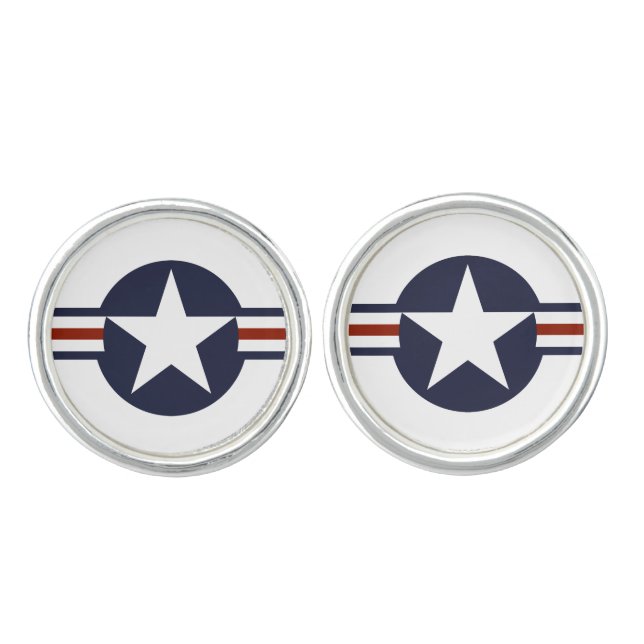united states america country flag roundel symbol cufflinks (Front)