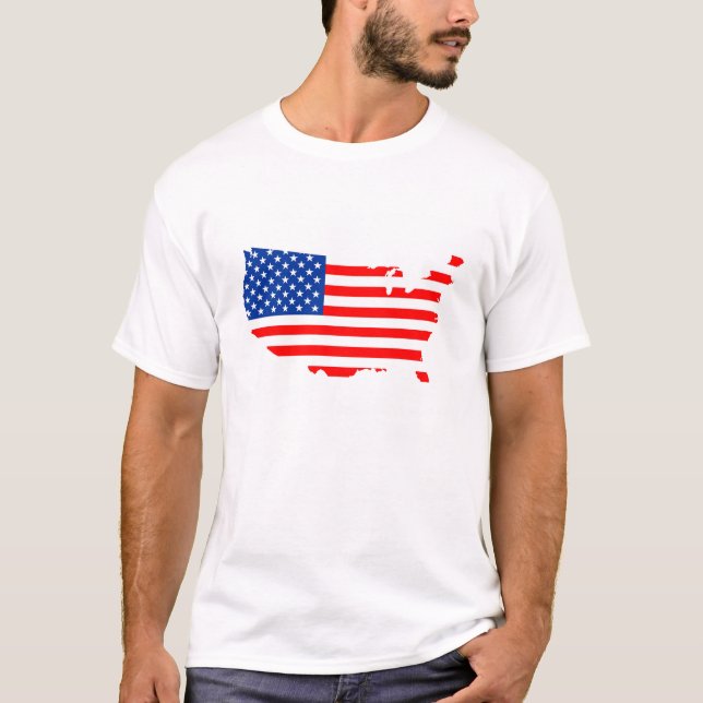 united states america country map flag shape label T-Shirt (Front)