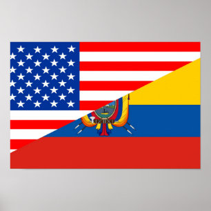 united states america ecuador half flag usa poster