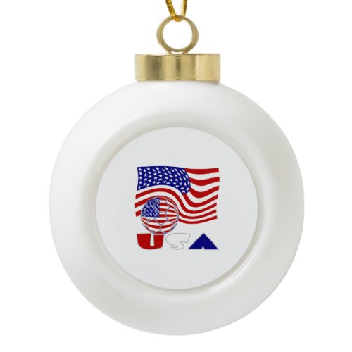United States America Flag USA Soccer Ball Ceramic Ball Christmas Ornament