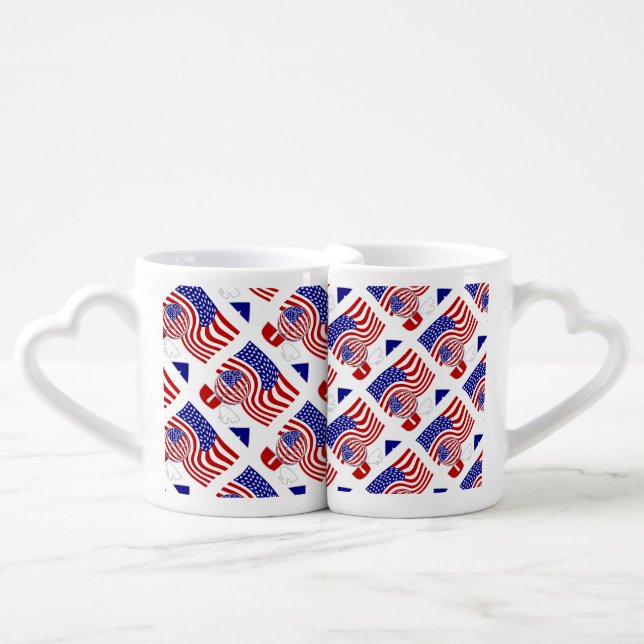 United States America Flag USA Soccer Ball Coffee Mug Set (Front Nesting)