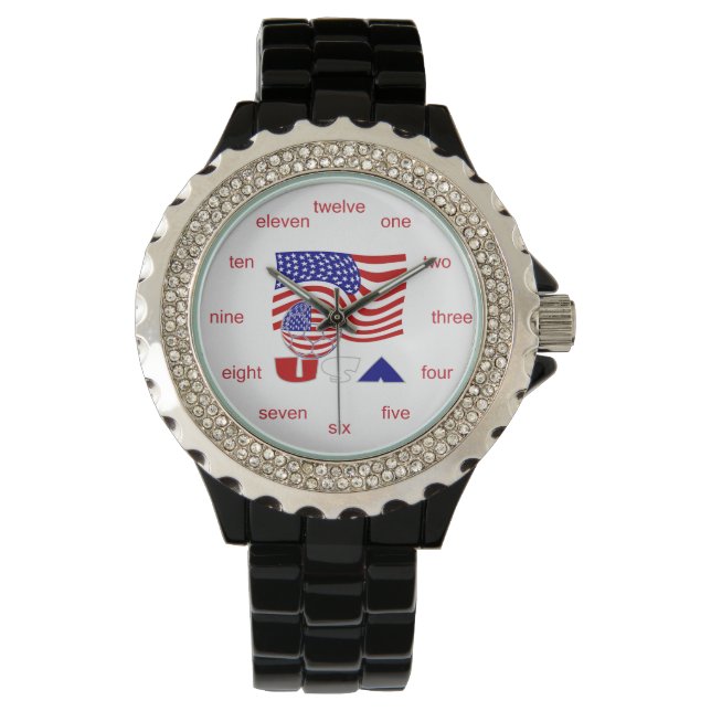 United States America Flag USA Soccer Ball Watch (Front)
