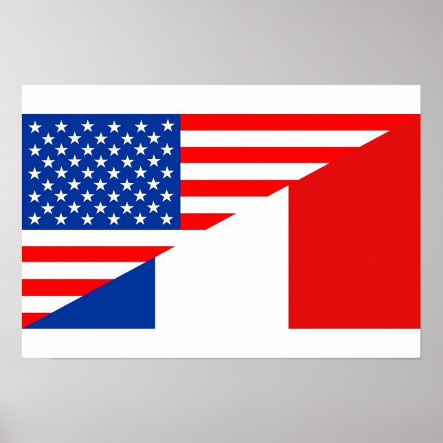 united states america france half flag usa country poster (Front)