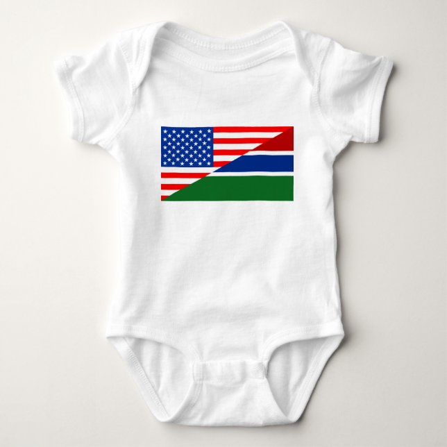 united states america gambia half flag usa country baby bodysuit (Front)