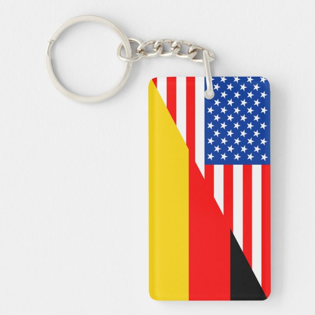 united states america germany half flag usa countr keychain (Front)