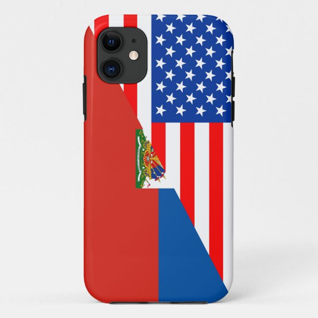 united states america haiti half flag usa country Case-Mate iPhone case (Back)