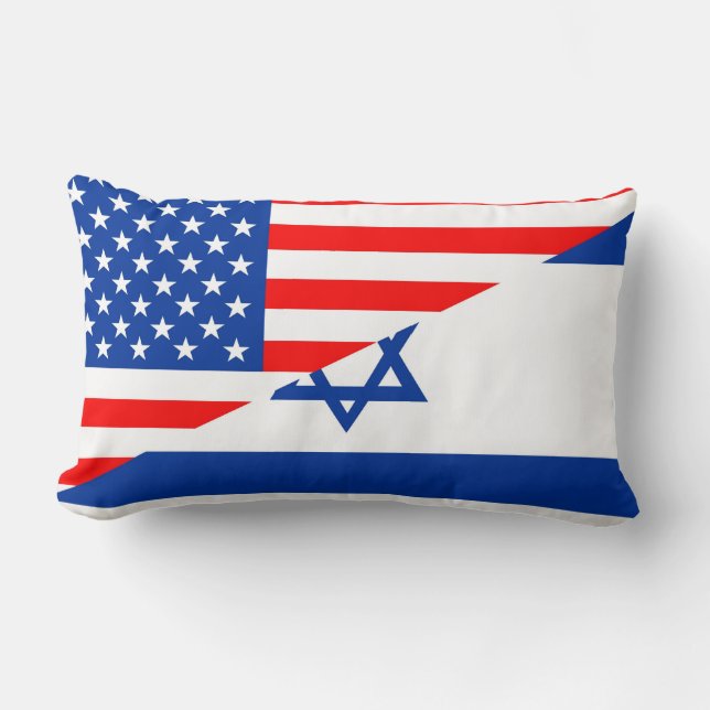 united states america israel half flag usa country lumbar pillow (Front)