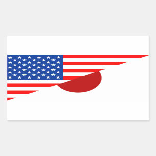 united states america japan half flag usa country rectangular sticker
