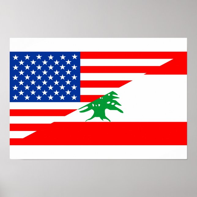 united states america lebanon half flag usa countr poster (Front)