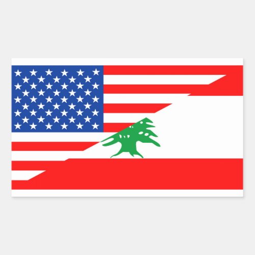 united states america lebanon half flag usa countr rectangular sticker