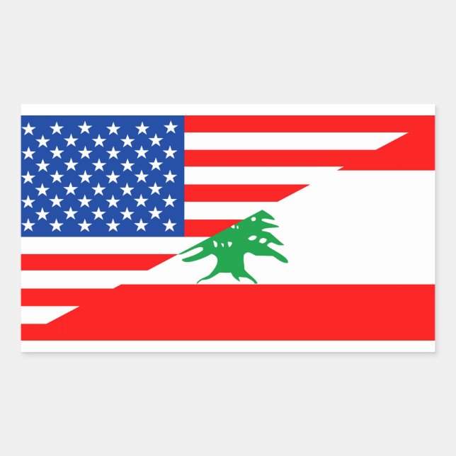 united states america lebanon half flag usa countr rectangular sticker (Front)