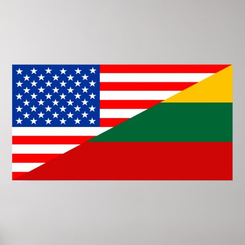 united states america lithuania half flag usa coun poster