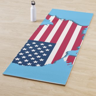 United States America Map and Flag White Red Blue 