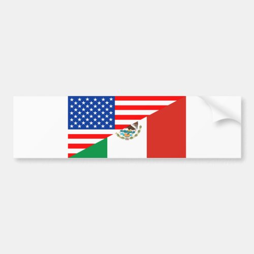 united states america mexico half flag usa country bumper sticker
