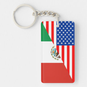 united states america mexico half flag usa country keychain