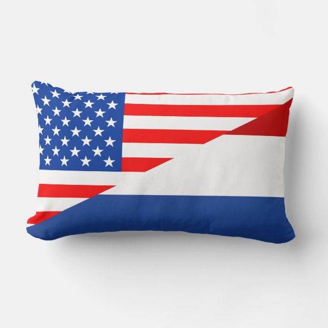 united states america netherlands half flag  usa lumbar pillow (Front)