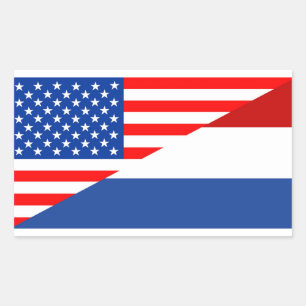 united states america netherlands half flag  usa rectangular sticker