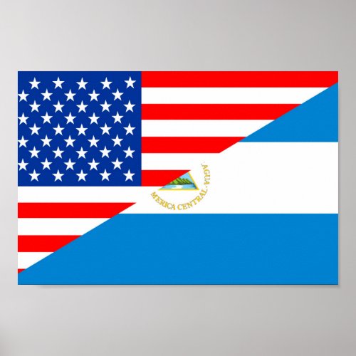 united states america nicaragua half flag usa poster