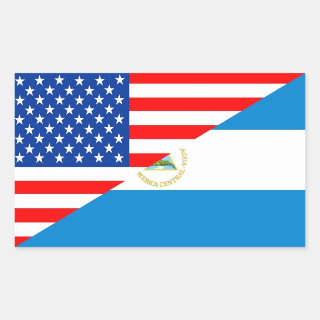 united states america nicaragua half flag usa rectangular sticker (Front)