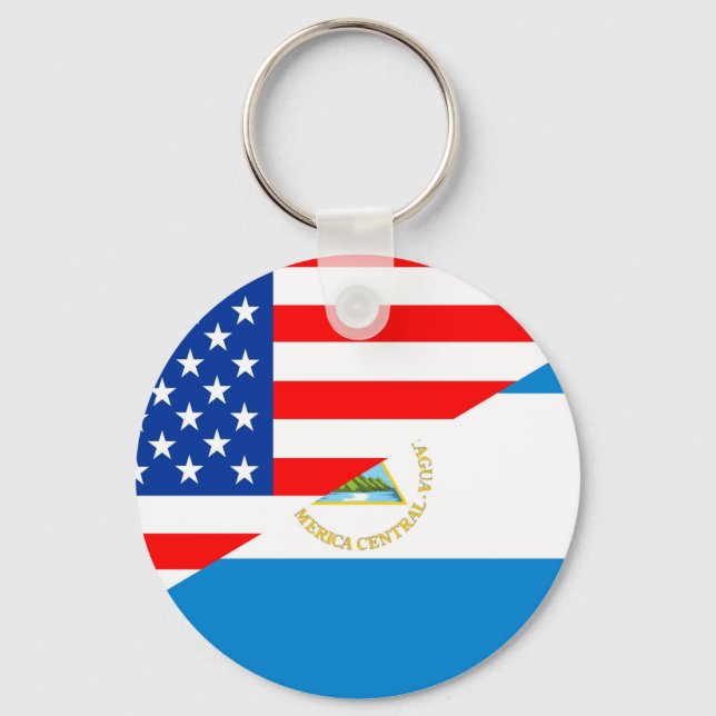 united states america nicaragua half flag uses keychain (Front)