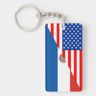 united states america paraguay half flag usa keychain